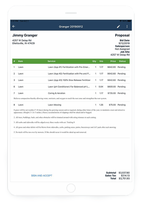 Lawn sale care estimator