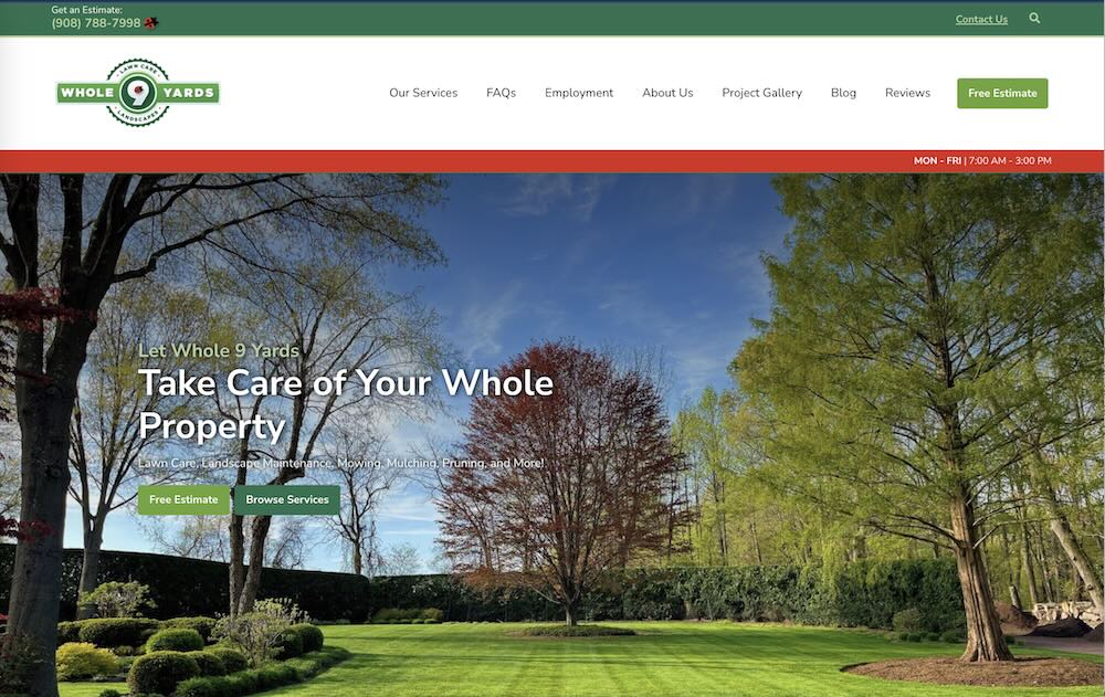 Whole 9 Yards Website from Arborgold's Growth Program