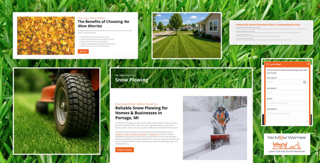 Examples of changes to No Mo Worries web pages