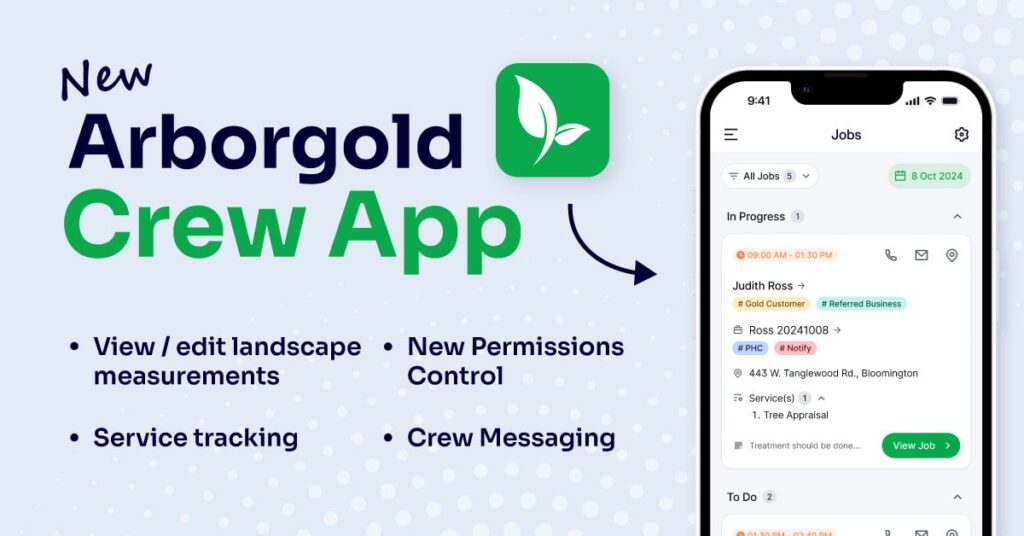 View of the new Arborgold crew app