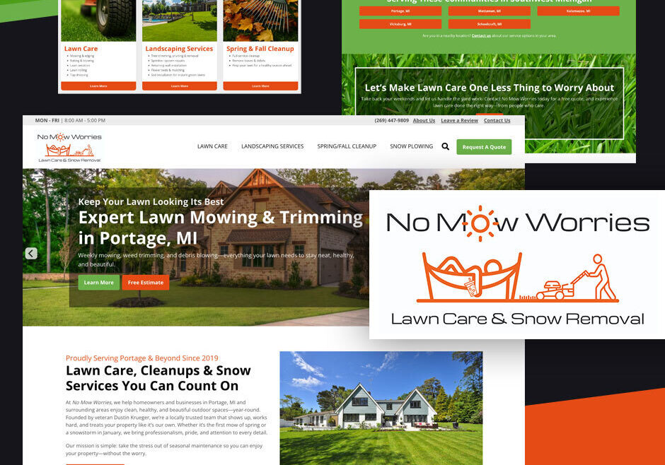 Thumbnails of the No Mo Worries website